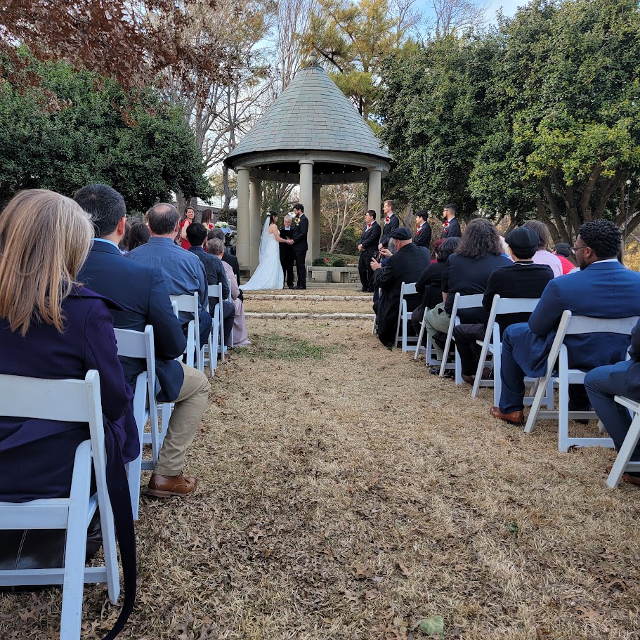 wedding ceremony under pergola